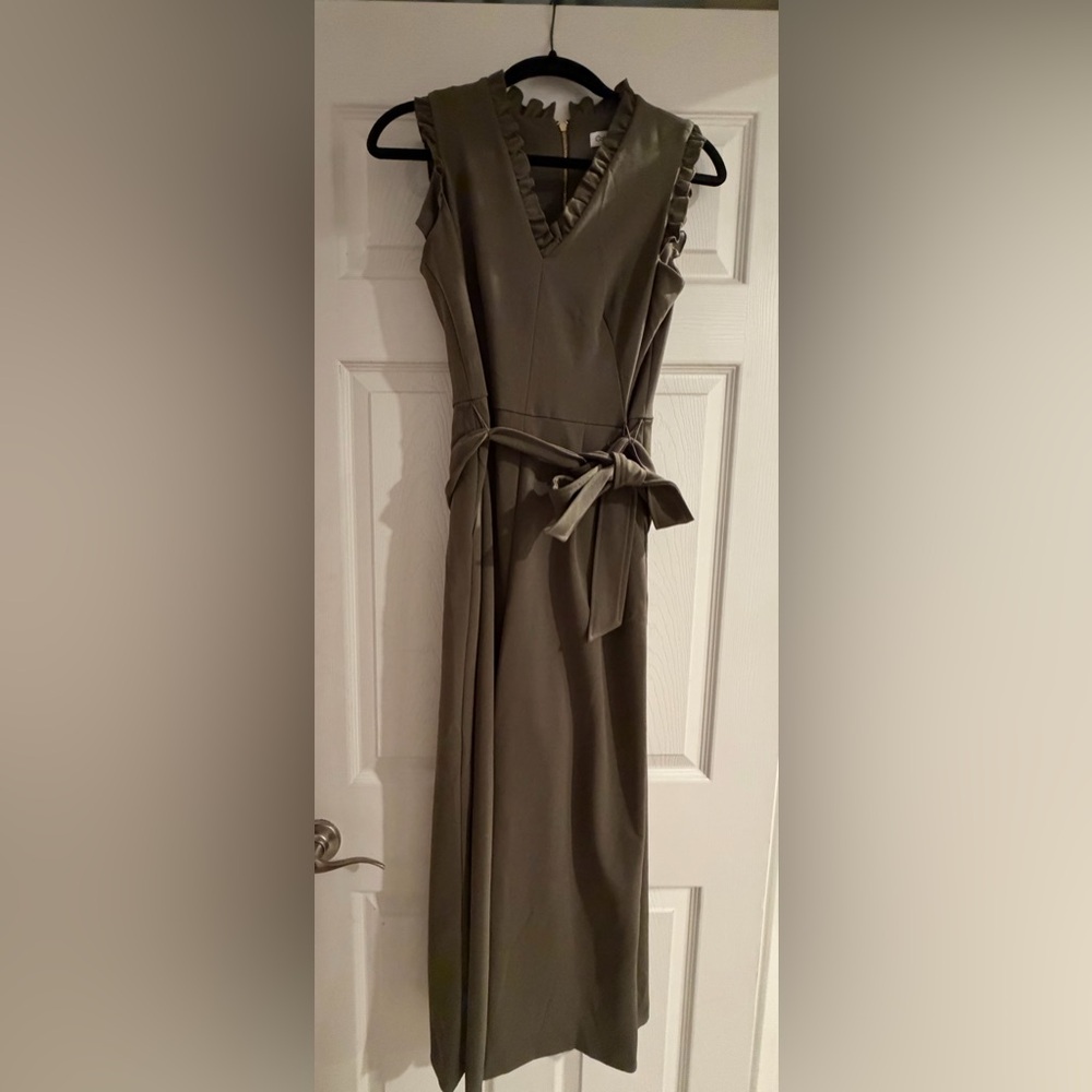 Calvin Klein Olive Jumpsuit with Tie Waist
